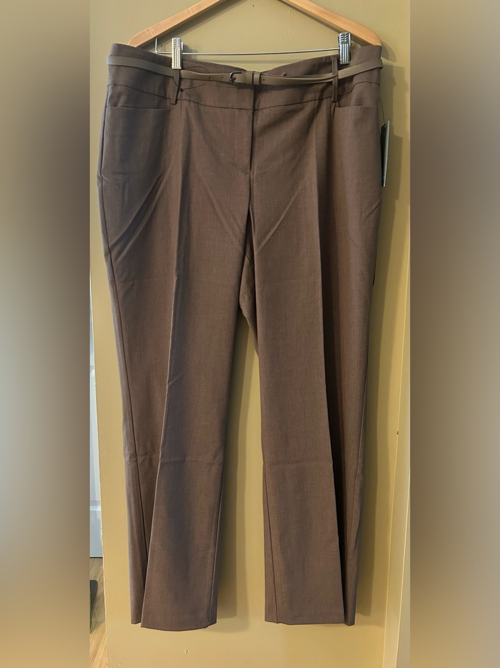 Apt.9 Kohls Curvy Trouser Mid Rise Relaxed Leg Stretch Belted Trouser Tummy